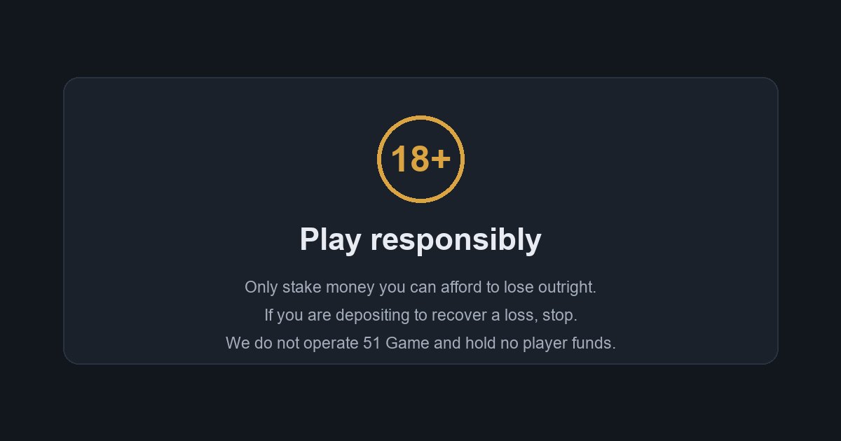 18 plus and responsible play notice for 51 Game